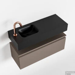 MONDIAZ ANDOR 80cm Toiletmeubel Smoke. LEX 80cm Wastafel Urban Links 1 Kraangat