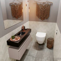 MONDIAZ ANDOR 100cm Toiletmeubel Smoke. LEX 100cm Wastafel Urban Midden 1 Kraangat -Geberiter Meubels Geschaft badkamermeubel andor smoke model lex vrijhangend urban side 0023