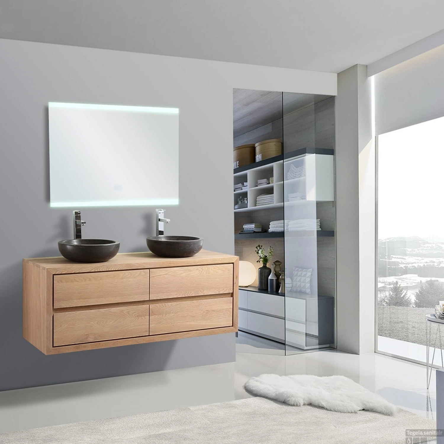 Badkamermeubel Casajoy City 140x50x53cm Licht Eiken 3 Badkamermeubel Casajoy City 140x50x53cm Licht Eiken