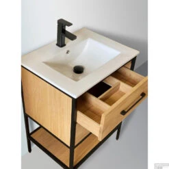 Badkamermeubel Casajoy Miami 60x46x90cm Eiken Met Keramieken Wastafel Wit 7 Badkamermeubel Casajoy Miami 60x46x90cm Eiken Met Keramieken Wastafel Wit -Geberiter Meubels Geschaft badkamermeubel casajoy miami 60x46x90cm eiken met keramieken wastafel wit detail