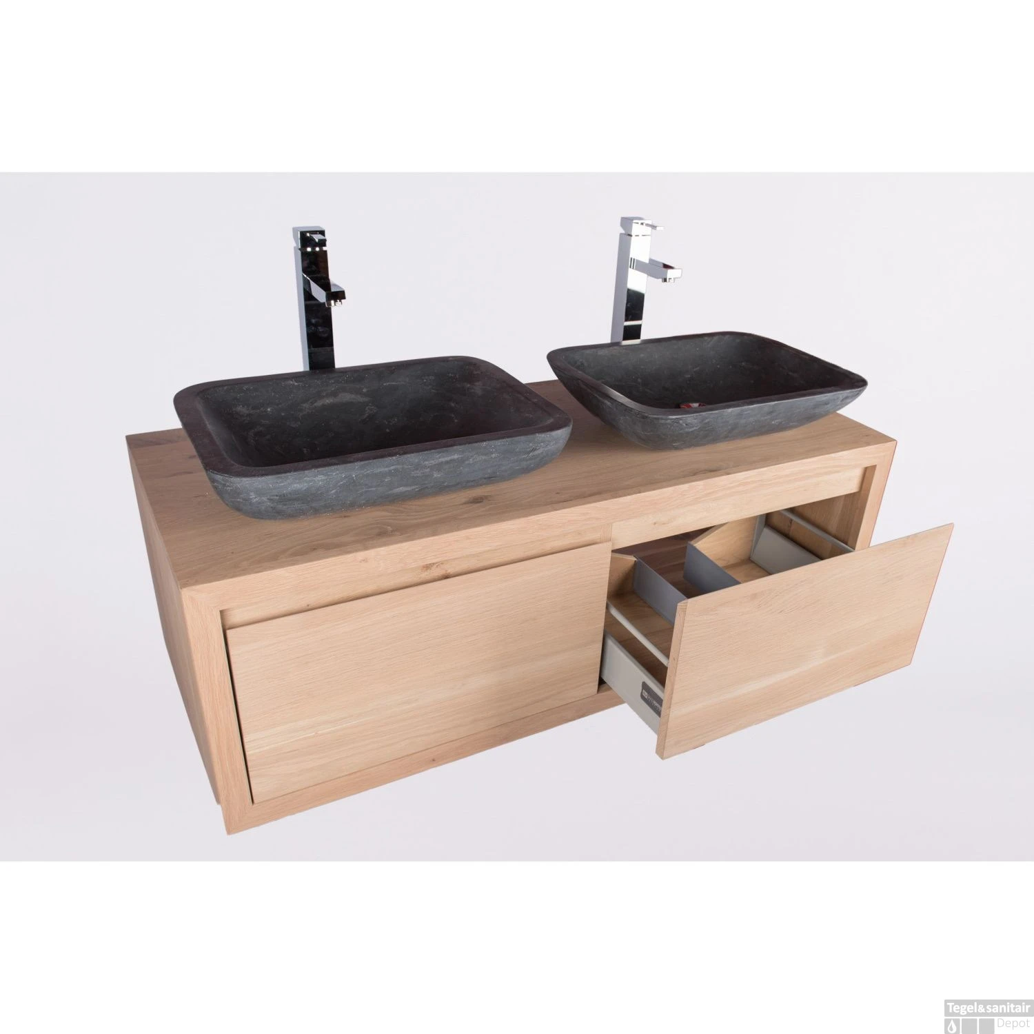 Badkamermeubel Casajoy City 120x50x40cm Eiken 4 Badkamermeubel Casajoy City 120x50x40cm Eiken - Afbeelding 2