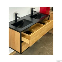 Badkamermeubel Casajoy Wood 120x46x55 Cm Eiken Met Keramieken Wastafel Zwart 8 Badkamermeubel Casajoy Wood 120x46x55 Cm Eiken Met Keramieken Wastafel Zwart -Geberiter Meubels Geschaft badkamermeubel casajoy wood 120x46x55 cm eiken met keramieken wastafel zwart detail2