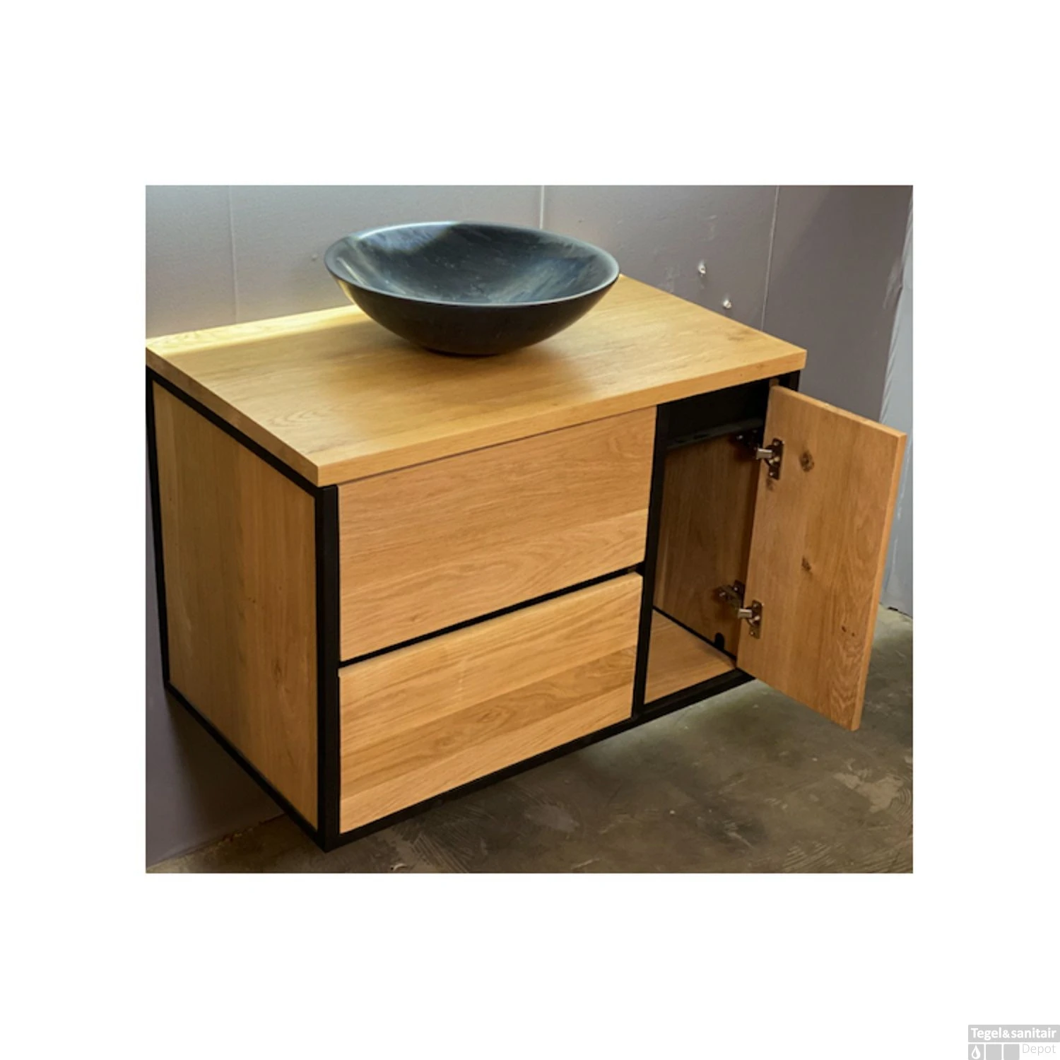 Badkamermeubel Casajoy Wood 80x48x55 Cm Eiken 5 Badkamermeubel Casajoy Wood 80x48x55 Cm Eiken - Afbeelding 3