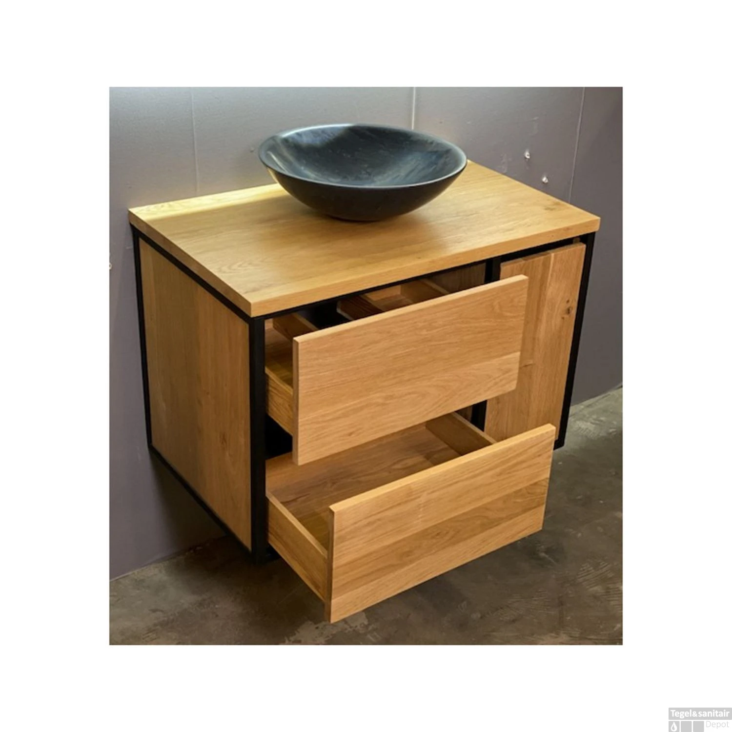 Badkamermeubel Casajoy Wood 80x48x55 Cm Eiken 7 Badkamermeubel Casajoy Wood 80x48x55 Cm Eiken - Afbeelding 5