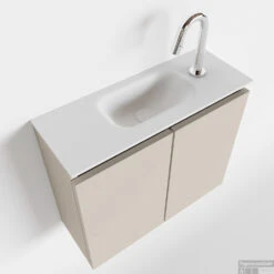 MONDIAZ TURE 60cm Toiletmeubel Linen. EDEN Wastafel Talc Midden 1 Kraangat