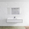 MONDIAZ LAGOM 140 Badmeubel Solid Surface Urban 1 Lade CLOUD Midden 1 Kraangat