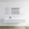 Badkamermeubelset Mondiaz LAGOM 190 Cm Linkse Waskom Solid Surface Met 1 Kraangat Mat Wit (2 Laden)