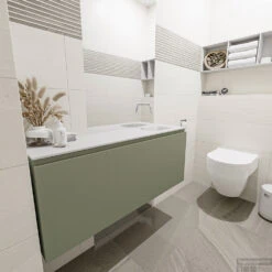 MONDIAZ OLAN 120cm Toiletmeubel Army. LEX Wastafel Talc Rechts Geen Kraangat -Geberiter Meubels Geschaft badkamermeubel olan army model lex talc left 0030