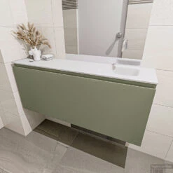 MONDIAZ OLAN 120cm Toiletmeubel Army. LEX Wastafel Talc Rechts Geen Kraangat -Geberiter Meubels Geschaft badkamermeubel olan army model lex talc mid 0030