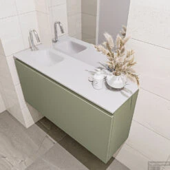 MONDIAZ OLAN 100cm Toiletmeubel Army. LEX Wastafel Talc Links 1 Kraangat -Geberiter Meubels Geschaft badkamermeubel olan army model lex talc right 0021