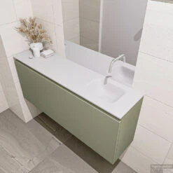 MONDIAZ OLAN 120cm Toiletmeubel Army. LEX Wastafel Talc Rechts Geen Kraangat -Geberiter Meubels Geschaft badkamermeubel olan army model lex talc right 0030