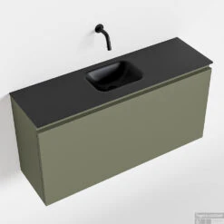 MONDIAZ OLAN 100cm Toiletmeubel Army. LEX Wastafel Urban Midden Geen Kraangat