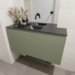 MONDIAZ OLAN 100cm Toiletmeubel Army. LEX Wastafel Urban Midden Geen Kraangat -Geberiter Meubels Geschaft badkamermeubel olan army model lex urban mid 0020