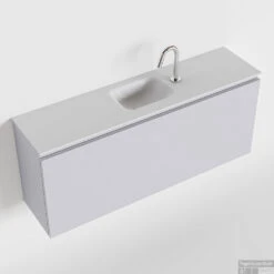 MONDIAZ OLAN 120cm Toiletmeubel Cale. LEX Wastafel Talc Midden 1 Kraangat