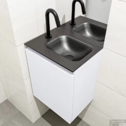 MONDIAZ OLAN 40cm Toiletmeubel Cale. LEX Wastafel Urban Rechts 1 Kraangat -Geberiter Meubels Geschaft badkamermeubel olan cale model lex urban right 0003