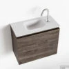 MONDIAZ OLAN 60cm Toiletmeubel Dark Brown. LEX Wastafel Talc Midden 1 Kraangat