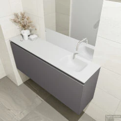 MONDIAZ OLAN 120cm Toiletmeubel Dark Grey. LEX Wastafel Talc Rechts Geen Kraangat -Geberiter Meubels Geschaft badkamermeubel olan dark grey model lex talc right 0030