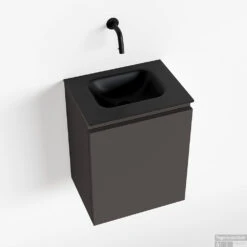 MONDIAZ OLAN 40cm Toiletmeubel Dark Grey. LEX Wastafel Urban Midden Geen Kraangat