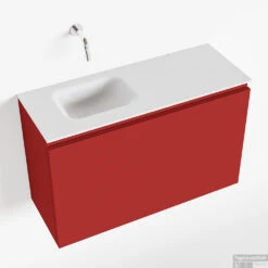 MONDIAZ OLAN 80cm Toiletmeubel Fire. LEX Wastafel Talc Links Geen Kraangat