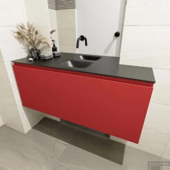 MONDIAZ OLAN 120cm Toiletmeubel Fire. LEX Wastafel Urban Midden Geen Kraangat -Geberiter Meubels Geschaft badkamermeubel olan fire model lex urban mid 0026