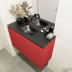 MONDIAZ OLAN 80cm Toiletmeubel Fire. LEX Wastafel Urban Midden Geen Kraangat -Geberiter Meubels Geschaft badkamermeubel olan fire model lex urban right 0014