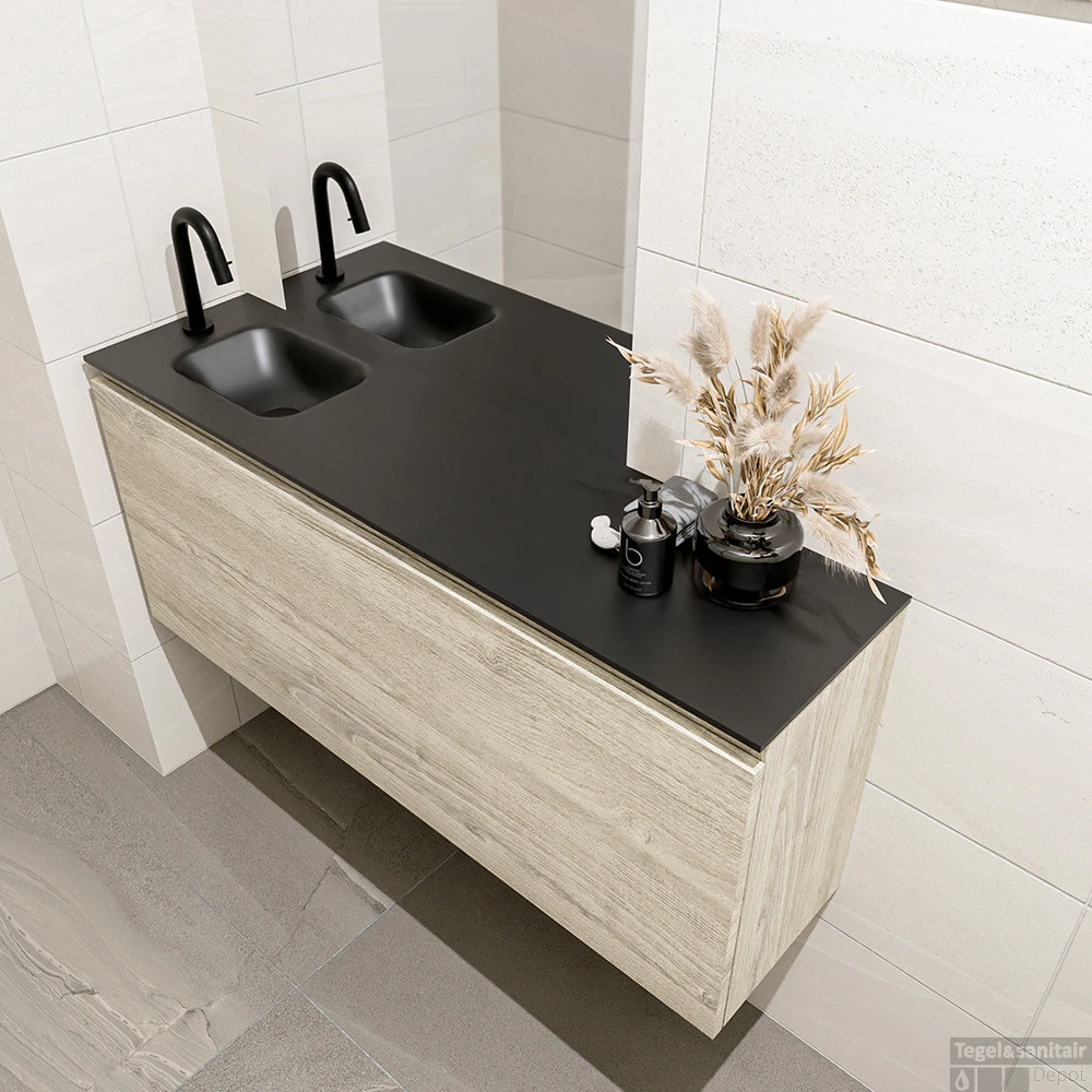 MONDIAZ OLAN 120cm Toiletmeubel Light Brown Grey. LEX Wastafel Urban Links 1 Kraangat 5 MONDIAZ OLAN 120cm Toiletmeubel Light Brown Grey. LEX Wastafel Urban Links 1 Kraangat - Afbeelding 3