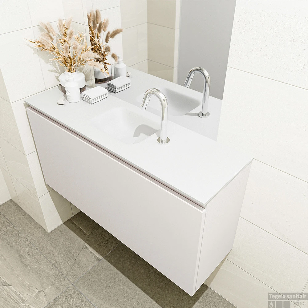 MONDIAZ OLAN 100cm Toiletmeubel Linen. LEX Wastafel Talc Midden 1 Kraangat 5 MONDIAZ OLAN 100cm Toiletmeubel Linen. LEX Wastafel Talc Midden 1 Kraangat - Afbeelding 3