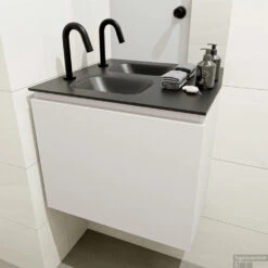 MONDIAZ OLAN 60cm Toiletmeubel Linen. LEX Wastafel Urban Links 1 Kraangat -Geberiter Meubels Geschaft badkamermeubel olan linen model lex urban mid 0009