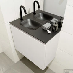 MONDIAZ OLAN 60cm Toiletmeubel Linen. LEX Wastafel Urban Links 1 Kraangat -Geberiter Meubels Geschaft badkamermeubel olan linen model lex urban right 0009