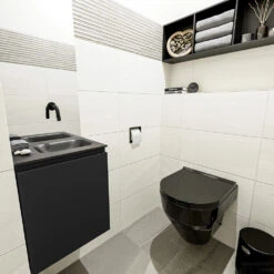 MONDIAZ OLAN 40cm Toiletmeubel Urban. LEX Wastafel Urban Rechts Geen Kraangat -Geberiter Meubels Geschaft badkamermeubel olan urban model lex urban left 0004