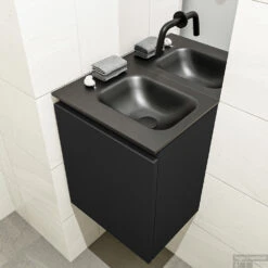 MONDIAZ OLAN 40cm Toiletmeubel Urban. LEX Wastafel Urban Rechts Geen Kraangat -Geberiter Meubels Geschaft badkamermeubel olan urban model lex urban right 0004