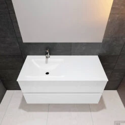 Badkamermeubel Solid Surface BWS Oslo 100x46 Cm Links Mat Wit (met 1 Kraangat) 12 Badkamermeubel Solid Surface BWS Oslo 100x46 Cm Links Mat Wit (met 1 Kraangat) -Geberiter Meubels Geschaft badkamermeubel solid surface bws oslo 100x46 cm links mat wit met 1 kraangat pc75341064 00068 3