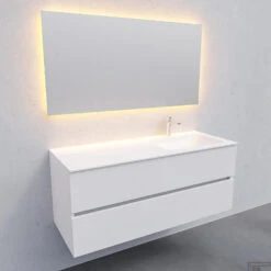 Badkamermeubel Solid Surface BWS Oslo 120x46 Cm Rechts Mat Wit (met 1 Kraangat) -Geberiter Meubels Geschaft badkamermeubel solid surface bws oslo 120x46 cm rechts mat wit met 1 kraangat