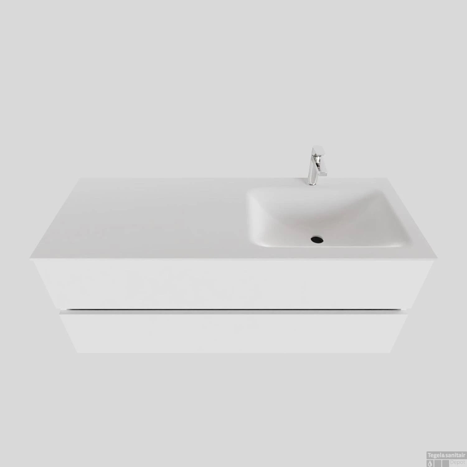 Badkamermeubel Solid Surface BWS Oslo 120x46 Cm Rechts Mat Wit (met 1 Kraangat)