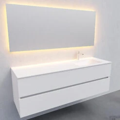 Badkamermeubel Solid Surface BWS Oslo 150x46 Cm Rechts Mat Wit (met 1 Kraangat) -Geberiter Meubels Geschaft badkamermeubel solid surface bws oslo 150x46 cm rechts mat wit met 1 kraangat