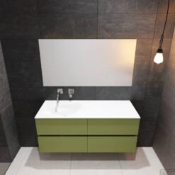 Badkamermeubel Solid Surface BWS Stockholm 120x46 Cm Links Mat Groen 4 Laden (zonder Kraangaten) -Geberiter Meubels Geschaft badkamermeubel solid surface bws stockholm 120x46 cm links mat groen 4 laden zonder kraangaten pc75341441 00445 1