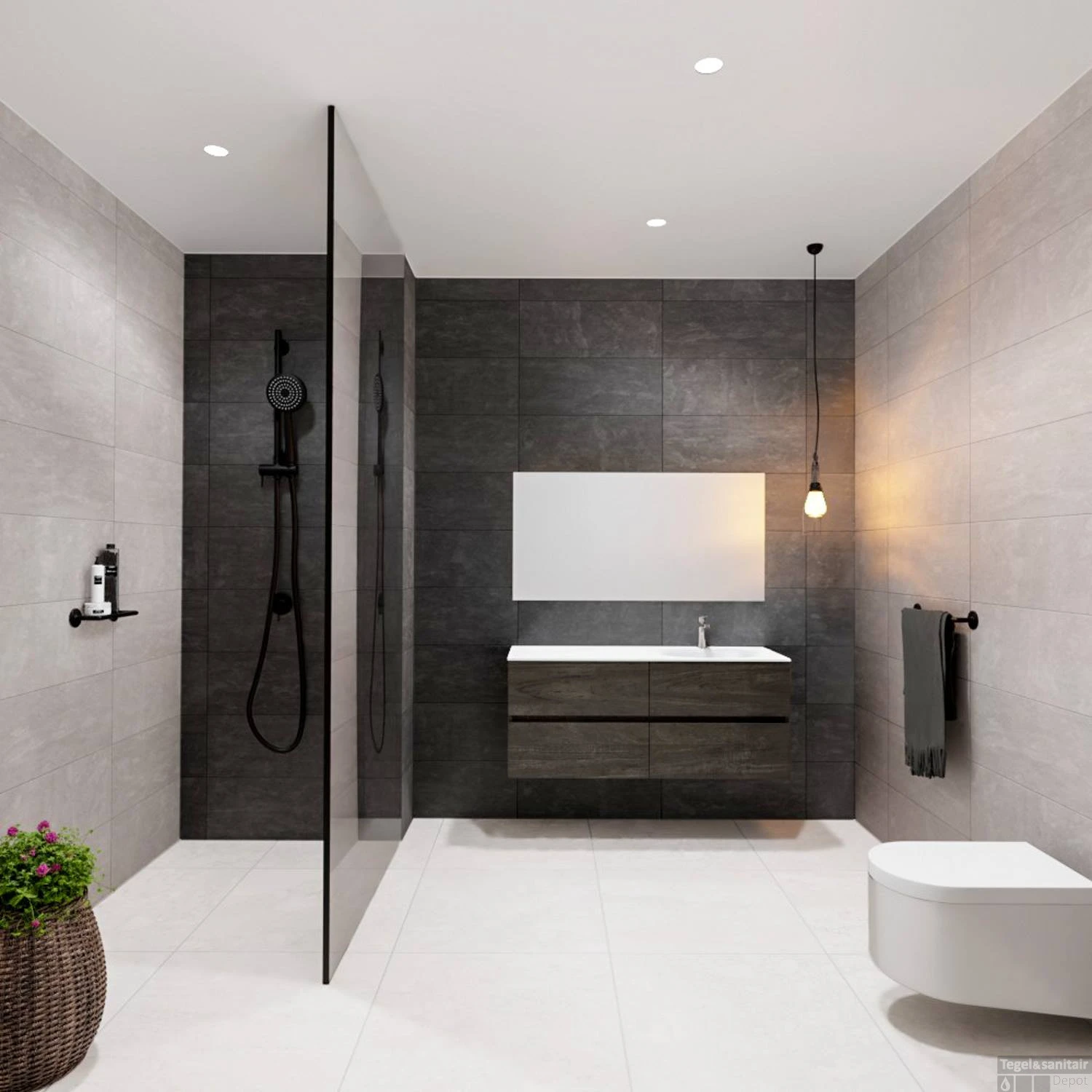 Badkamermeubel Solid Surface BWS Stockholm 120x46 Cm Rechts Wood Dark Brown 4 Laden (met 1 Kraangat) - Afbeelding 5