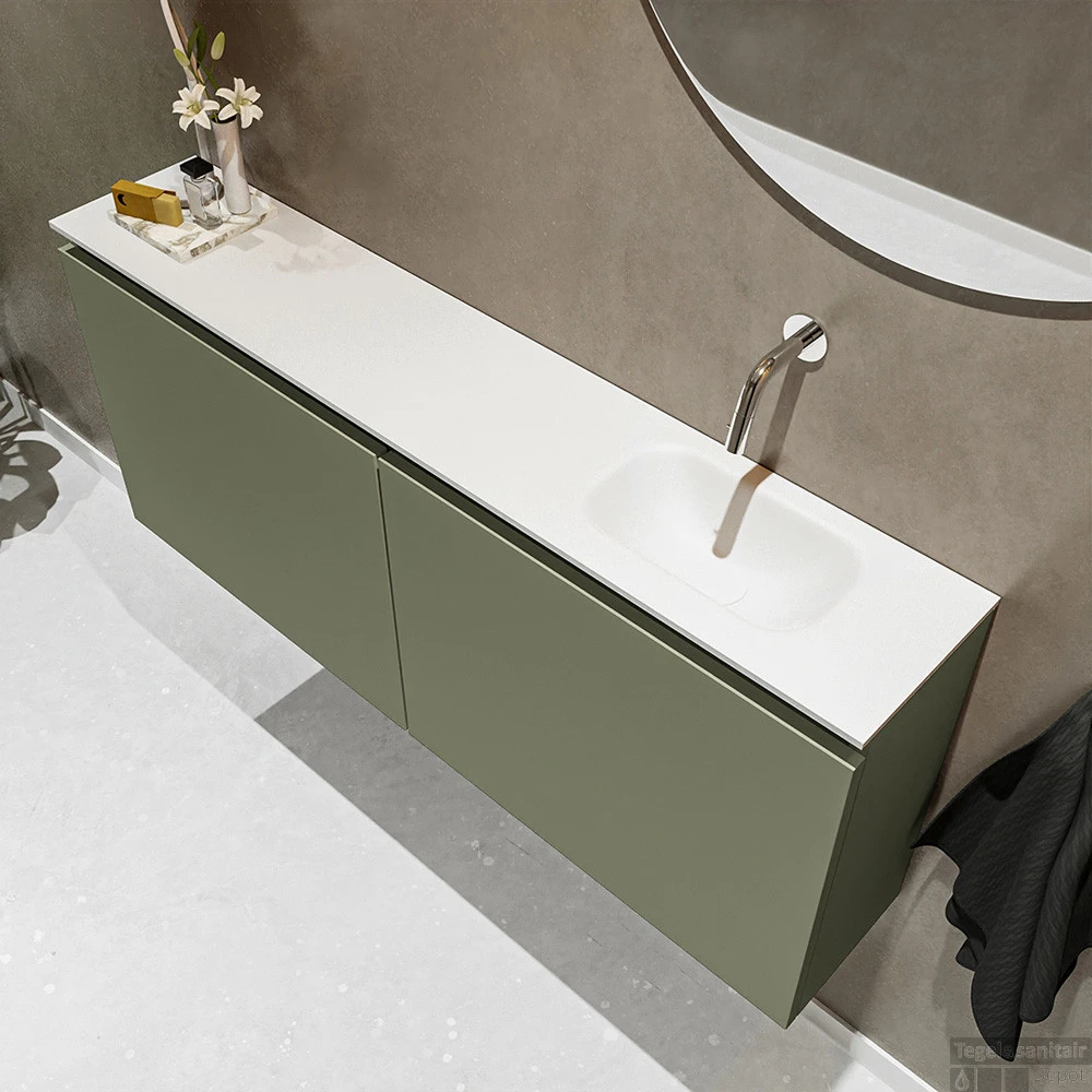 MONDIAZ TURE 120cm Toiletmeubel Army. EDEN Wastafel Talc Rechts Geen Kraangat 5 MONDIAZ TURE 120cm Toiletmeubel Army. EDEN Wastafel Talc Rechts Geen Kraangat - Afbeelding 3