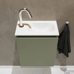 MONDIAZ TURE 40cm Toiletmeubel Army. EDEN Wastafel Talc Rechts 1 Kraangat -Geberiter Meubels Geschaft badkamermeubel ture army model eden talc top 0003