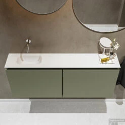 MONDIAZ TURE 120cm Toiletmeubel Army. EDEN Wastafel Talc Links Geen Kraangat -Geberiter Meubels Geschaft badkamermeubel ture army model eden talc top 0028
