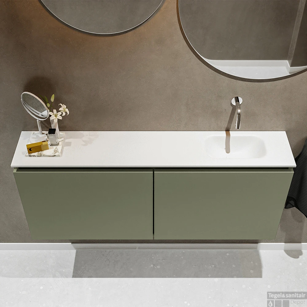 MONDIAZ TURE 120cm Toiletmeubel Army. EDEN Wastafel Talc Rechts Geen Kraangat 6 MONDIAZ TURE 120cm Toiletmeubel Army. EDEN Wastafel Talc Rechts Geen Kraangat - Afbeelding 4