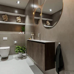 MONDIAZ TURE 120cm Toiletmeubel Dark Brown. EDEN Wastafel Talc Midden 1 Kraangat -Geberiter Meubels Geschaft badkamermeubel ture dark brown model eden talc side 00025