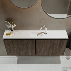 MONDIAZ TURE 120cm Toiletmeubel Dark Brown. EDEN Wastafel Talc Midden 1 Kraangat -Geberiter Meubels Geschaft badkamermeubel ture dark brown model eden talc top 00025