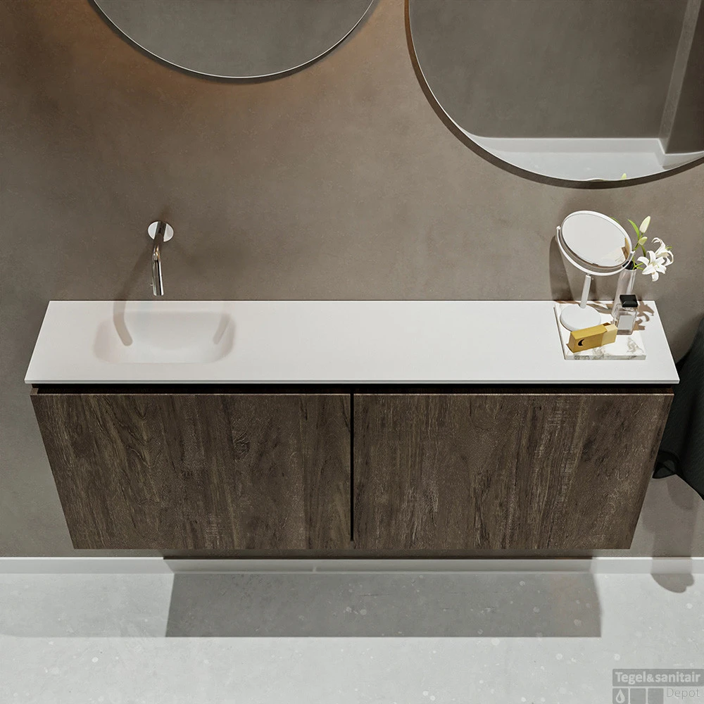 MONDIAZ TURE 120cm Toiletmeubel Dark Brown. EDEN Wastafel Talc Links Geen Kraangat 6 MONDIAZ TURE 120cm Toiletmeubel Dark Brown. EDEN Wastafel Talc Links Geen Kraangat - Afbeelding 4