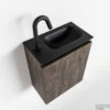 MONDIAZ TURE 40cm Toiletmeubel Dark Brown. EDEN Wastafel Urban Rechts 1 Kraangat