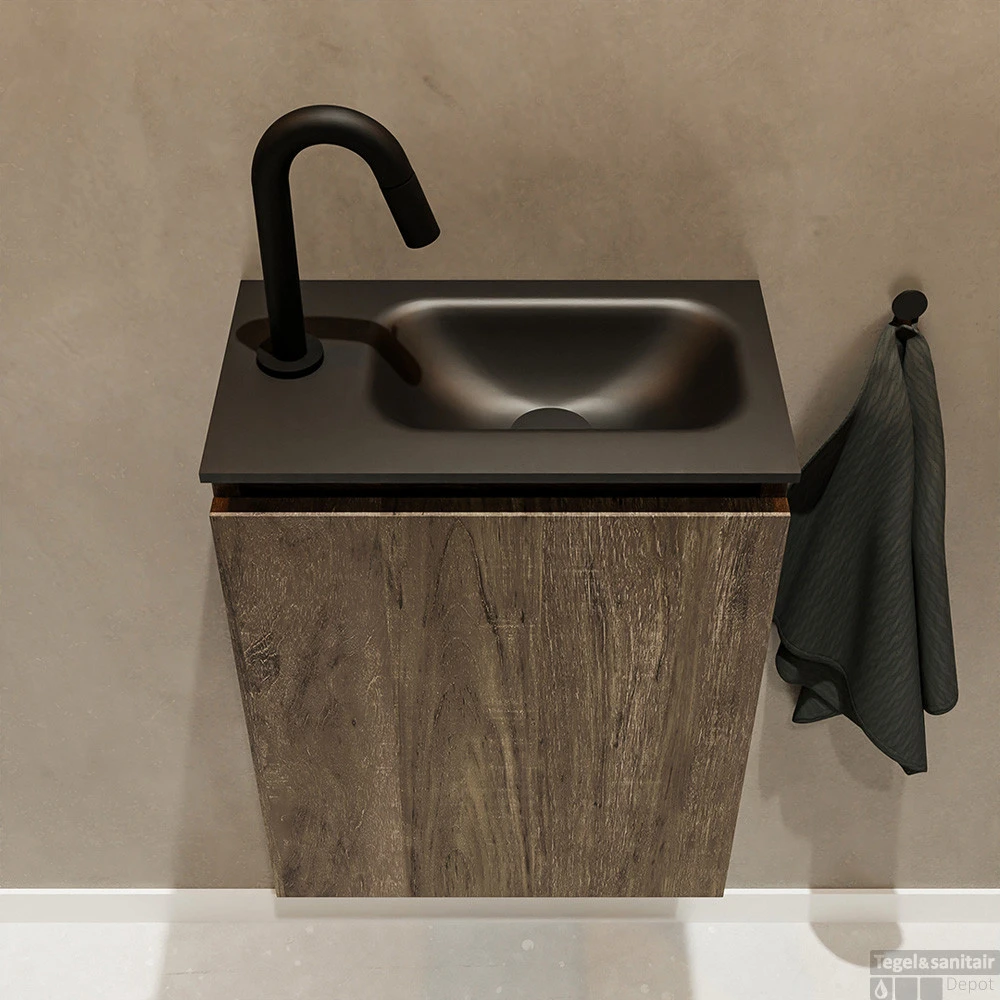 MONDIAZ TURE 40cm Toiletmeubel Dark Brown. EDEN Wastafel Urban Rechts 1 Kraangat 6 MONDIAZ TURE 40cm Toiletmeubel Dark Brown. EDEN Wastafel Urban Rechts 1 Kraangat - Afbeelding 4