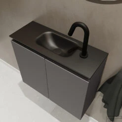 MONDIAZ TURE 60cm Toiletmeubel Dark Grey. EDEN Wastafel Urban Midden 1 Kraangat -Geberiter Meubels Geschaft badkamermeubel ture dark grey model eden urban sidetop 0007