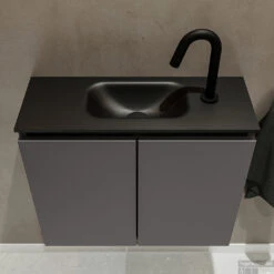 MONDIAZ TURE 60cm Toiletmeubel Dark Grey. EDEN Wastafel Urban Midden 1 Kraangat -Geberiter Meubels Geschaft badkamermeubel ture dark grey model eden urban top 0007