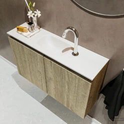 MONDIAZ TURE 80cm Toiletmeubel Light Brown Grey. EDEN Wastafel Talc Midden 1 Kraangat -Geberiter Meubels Geschaft badkamermeubel ture light brown grey model eden talc sidetop 00013