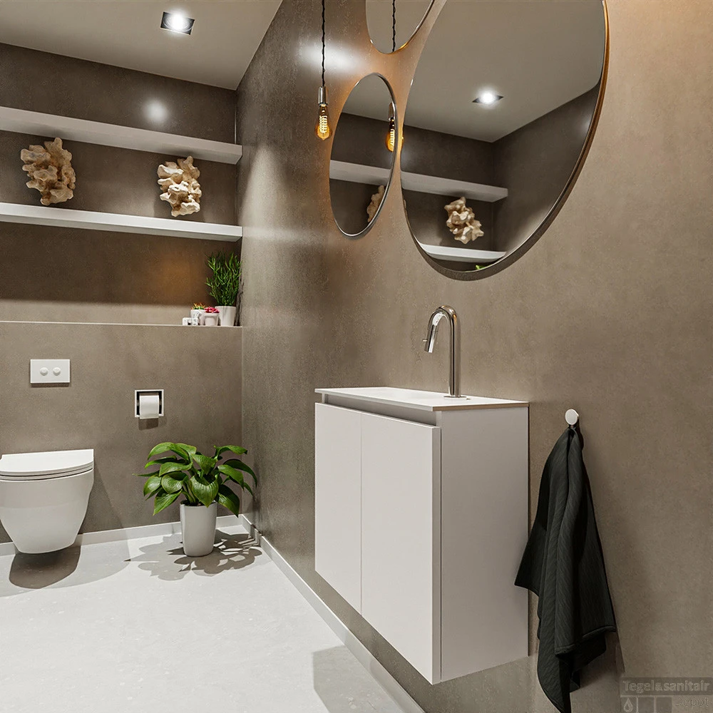 MONDIAZ TURE 60cm Toiletmeubel Linen. EDEN Wastafel Talc Midden 1 Kraangat 4 MONDIAZ TURE 60cm Toiletmeubel Linen. EDEN Wastafel Talc Midden 1 Kraangat - Afbeelding 2